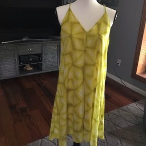 CK A-line spaghetti straps dress in lemon yellow